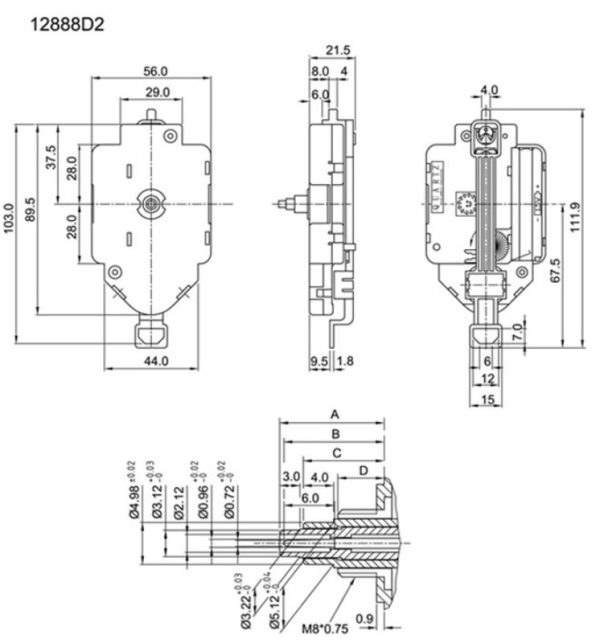 موتور ساعت دیواری پاندولی 12888D2 - Image 4