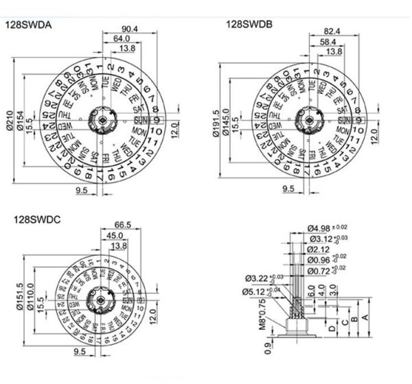 موتورساعت دیواری  128SWD2تقویم دار - Image 3